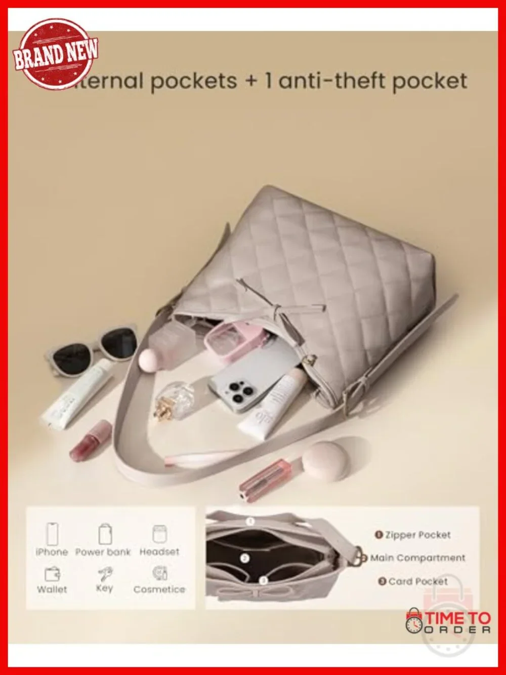 Soft Leather Hobo Handbag Quilted Crossbody Shoulder Bag with Cherry Pendant